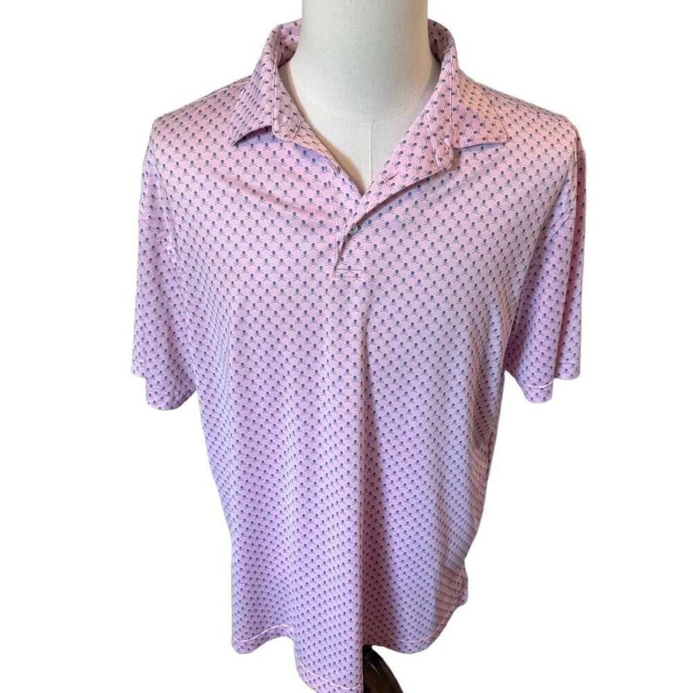 Peter Millar Summer Comfort Golf Polo Shirt Size L Pink Skull Crossbones